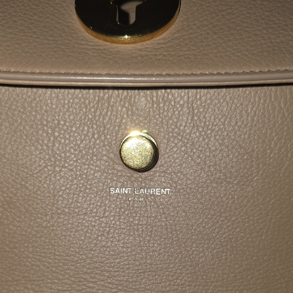 Saint Laurent Beige Top Handle Small Leather Muse Two Bag with Gold Accents - Picture 3 of 17